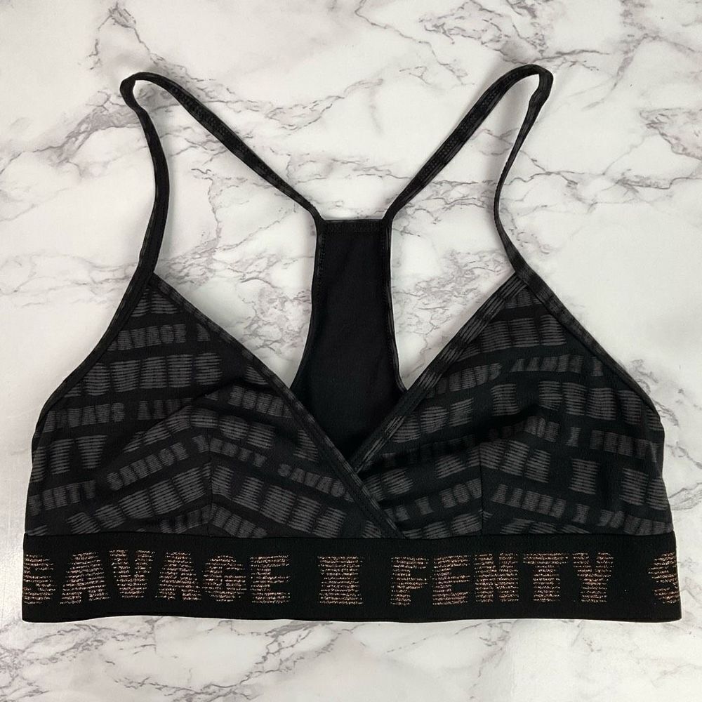 Savage x Fenty Black Print Forever Savage Bralette Medium New